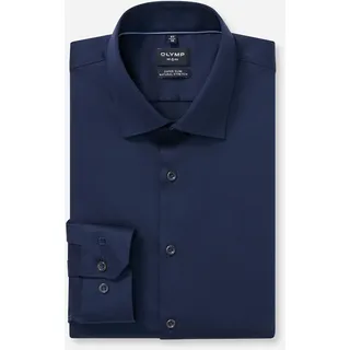Olymp Langarmhemd "No 6", Herren, Gr. 41, N-Gr, marine, Web, Obermaterial: 100% Baumwolle, unifarben, sehr schmal normal, 2-Knopf-Manschette, Hemden, Businesshemd, super slim fit, New York Kentkragen