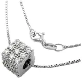 GALLAY Kette 0,9mm Anhänger Würfel mit Zirkonias Silber