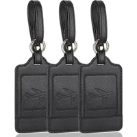 Luxuskollektion 3er Set Teskyer Kofferanhänger PU Leder Flugreise Schwarz