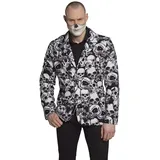 Boland 79134 - Jacke Skulls, Totenkopf-Jacke, Herren, Erwachsene, schwarz-weiß-Sakko, Größe XL, aus Polyester, Halloween, Karneval, Mottoparty