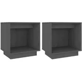 vidaXL Nachttische 2 Stk Grau 40x30x40 cm Massivholz Kiefer