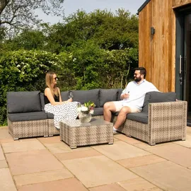 MONSTER SHOP Rattan Modular Gartenmöbel 7-teiliges Sofa-set in Grau mit Kissen, Couchtisch