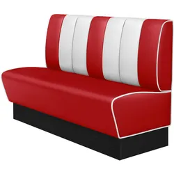 Dinerbank | Rot | B:H 160 x 103 cm | Gestreift | Leder | American Diner Sitzbank, American Dinerbank, American Diner Möbel
