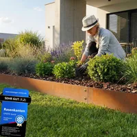 GREEN Spark® Cortenstahl Rasenkante [Schneckenabweisend] mit Berührschutz | 10x 1m, 1,5mm dick | zur Garten- und Beetgestaltung | Beeteinfassung Metall Cortenstahl Beeteinfassung Rasenkante Metall