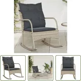 Garten-Schaukelstuhl mit Kissen Hellgrau Poly Rattan - Gartenschaukelstuhl - Outdoor Möbel - Gartenstuhl - Relaxsessel - Lounge Chair - The Living