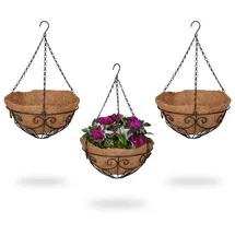 Relaxdays Blumenampel 48 x 31 cm Braun/Schwarz