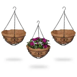 Relaxdays Blumenampel 48 x 31 cm Braun/Schwarz