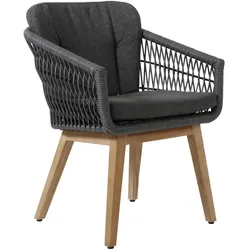 Brafab Kenton Gartensessel inkl. Sitzkissen Geflecht/Teak Grau - Natur