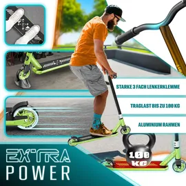 Kesser KESSER® Stunt Scooter X-Limit-Pro 360° Lenkung Funscooter Stuntscooter mit Ständer ABEC 9 Kugellagern, 110 mm PolyurethanRäder , Kickscooter Tretroller Cityroller Trick Roller für Kinder Erwachsene