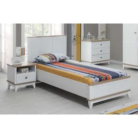 xl moebel gmbh Jugendbett Kindermöbel Kinderbett Komplette Weiß Holz Set 4tlg Modern - Weiß