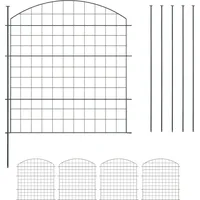 Relaxdays Teichzaun 5er Set mit Oberbogen - Schwarz