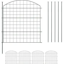 Relaxdays Teichzaun 5er Set mit Oberbogen - Schwarz