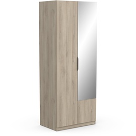 Demeyere Schrank mit Spiegel & Kleiderschrank 2 Türen, 1 Moderne Nische – Farbe Eiche Kronberg – 79,4 x 51,1 x 203 cm, Holzwerkstoff