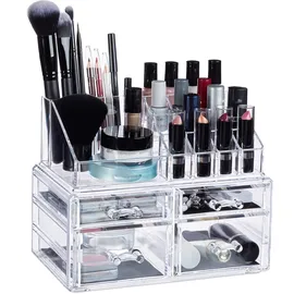 Relaxdays Make-Up Organizer 4-tlg. transparent/weiß