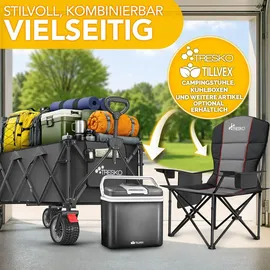 TRESKO Bollerwagen faltbar 300L mit Bremse schwarz