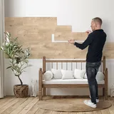 SUN WOOD Stick-it selbstklebende Holz Wandverkleidung im Eichenholz Design RESIDENCE; Wandpaneele zum Kleben; 0,48m2 Holzverblender