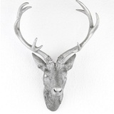 LINDER EXCLUSIV Hirschgeweih Silber Optik 10 Ender 40x30 cm Hirschkopf Wand Deko Jagd Geweih