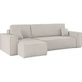 Kaiser Möbel Ecksofa mit schlaffunktion und bettkasten, Sofa L-form, Couch L-form BEST Dicker Cord Beige Links - Beige