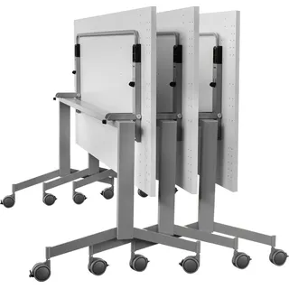 Hammerbacher Mehrzwecktisch weiß rechteckig, Rundrohr chrom, 138,0 x 69,0 x 73,5 cm