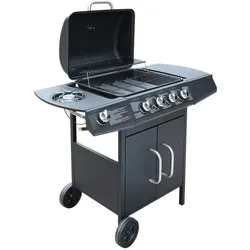vidaXL Gasgrill 4+1 Brenner Schwarz