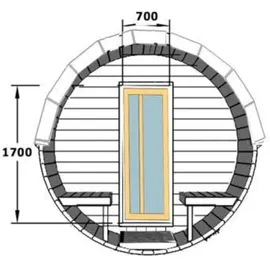 FinnTherm Fasssauna Carrie 2 Sitzbänke aus Holz Wandstärke 42 mm