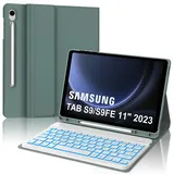IVEOPPE Tastatur für Samsung Galaxy Tab S9FE/S10FE 10.9", Hülle Tastatur Galaxy Tab S9/S10FE 2025, Magnetisch Beleuchtung mit QWERTZ Keyboard für Samsung S10FE/S9FE/S9 10.9 Zoll 2025, Dunkelgrün