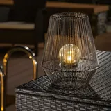 esotec Solarleuchte Polyrattan 30 cm inkl. LED Bruchglaskugel schwarz