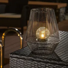 esotec Solarleuchte Polyrattan 30 cm inkl. LED Bruchglaskugel schwarz