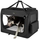 FEANDREA Tiertransporttasche Hundebox faltbar, Transportbox Hund, Hundetasche, mit Griffen, Taschen bis 32,00 kg, XXL, Oxford-Gewebe, Netzstoff, Metallrahmen, 91 x 63 x 63 cm, schwarz schwarz 91 cm x 63 cm x 63 cm
