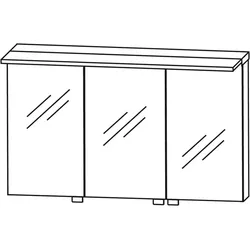 Puris Star Line Spiegelschrank C 120 x 15 x 66 cm mit LED Flächenleuchte, Badmöbel, cuneo eiche natural