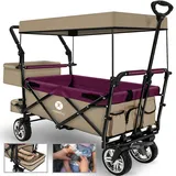 MIWEBA Bollerwagen MB-20 faltbar Beige/Bordeaux rot