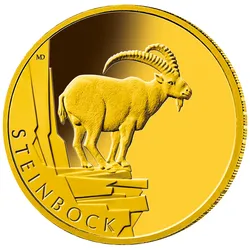 Die deutsche 20-Euro-Goldmünze "Steinbock" 2023, gemischtes Prägezeichen