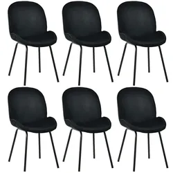 Merax 6er Set Polsterstuhl Esszimmerstuhl (6 Sts), runde Sitzlehne, Sitzfläche aus Samt Gestell aus Metall, Küchenstuhl, Polsterstuhl , Schwarz