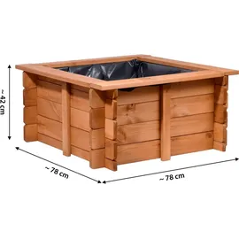 Dobar Gartenteich Square inkl. Teichfolie Kiefer Braun 78 x 78 x 42 cm FSC®
