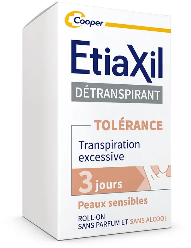 ETIAXIL - Déodorant Détranspirant - Traitement Transpiration Excessive - Aisselles - TOLÉRANCE 15 ml Rouleau