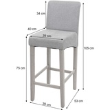 Mendler Barhocker HWC-C33, Barstuhl Tresenhocker, Holz MVG-zertifiziert ~ braun, dunkle Beine, Leder