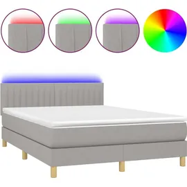 vidaXL Boxspringbett 140 x 200 cm LED Hellgrau