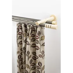 Gardinenstange GARESA "PEMPIA", beige (mattchromfarben, natur), L:500cm Ø:20mm, Holz, Metall, Gardinenstangen, Vorhanggarnitur, verlängerbar, Knopf m.Ausschnitte