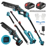2 IN 1 Akku Hochentaster Ast Kettensäge mit 21V 4000 mAh Akkus Profi Astsäge für Makita 18V, Mini 8 zoll baumsäge Teleskop Elektro teleskopsäge säge handkettensäge akkusäge Arbeitshöhe bis 4,5m