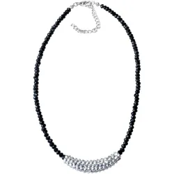 Kette mit Anhänger "Michelle", Damen, Gr. one size, PTFE-Kunststoff, schwarz, COLLEZIONE ALESSANDRO, elegant, Halsketten, mit funkelnden Perlen