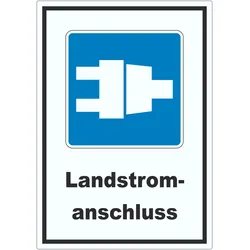 Landstromanschluss für Schiffe Symbol und Text Aufkleber A5 (148x210mm)