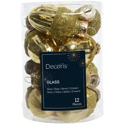 12 Glas Eicheln 4cm Christbaumschmuck Weihnachtskugeln Zapfen Nüsse Figuren gold