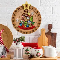 Weihnachts-Countdown-Kalender, aus Holz, drehbarer Adventskalender, wiederverwendbar, 25 Tage, Weihnachts-Countdown-Ornament für Wanddekoration A