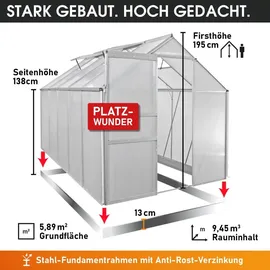 Brast Gewächshaus Aluminium Silber HKP 6 mm 5,89 m2