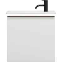 Burgbad Eqio Slim Keramik-Waschtisch inklusive Waschtischunterschrank mit LED-Beleuchtung, 520x310x520mm,