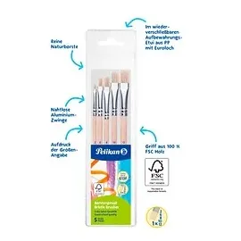 Pelikan 613F Pinsel-Set Größe 2, 6, 8, 10, 12, 5-teilig