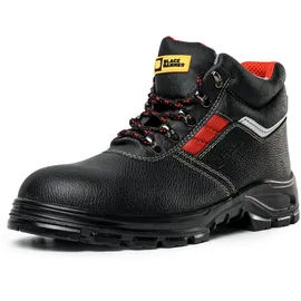 Black Hammer Sicherheitsstiefel Herren S3 SRC Stahlkappe Arbeitsschuhe Knöchelhoch Leder Sicherheitsschuhe Schwarz Leicht 5993 (39 EU)
