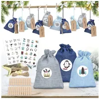 LuxusKollektion befüllbarer Adventskalender Adventskalender Jutesäckchen Weihnachtsmotiven 24 Stück bunt