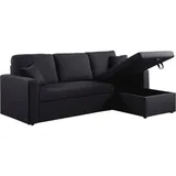 Habitat et Jardin Ecksofa reversibel mit Schlaffunktion Alain - 221 x 145 x 85 cm - 3-Sitzer - Schwarz - Schwarz