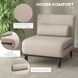 Homcom Schlafsessel, Beige, Textil, 75x75x70 cm, Wohnzimmer, Sessel, Schlafsessel